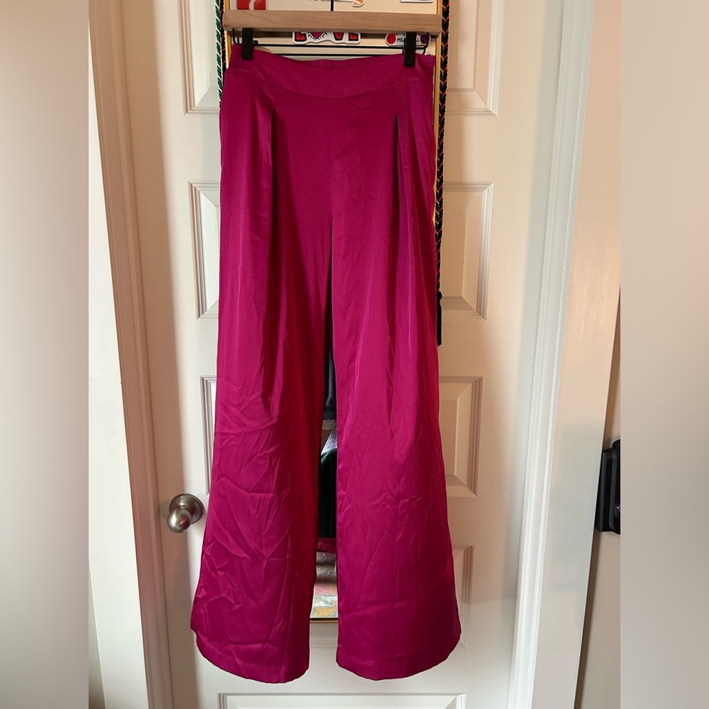 Pink Silk Fabrik Pants